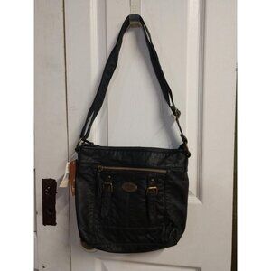 B.O.C. Black Synthetic Leather Crossbody Bag With Adjustable Strap